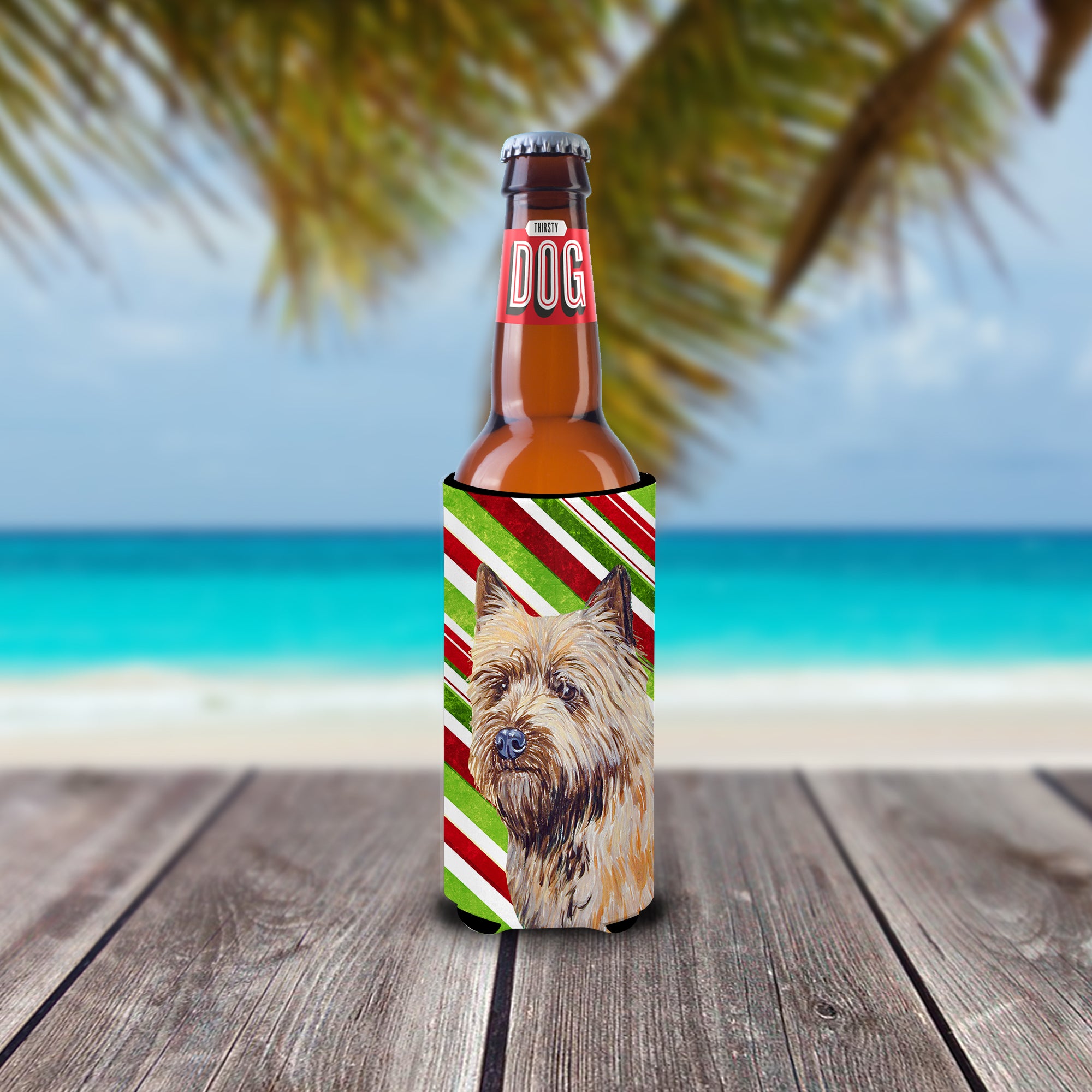 Cairn Terrier Candy Cane Holiday Christmas Ultra Beverage Insulators for slim cans LH9230MUK.