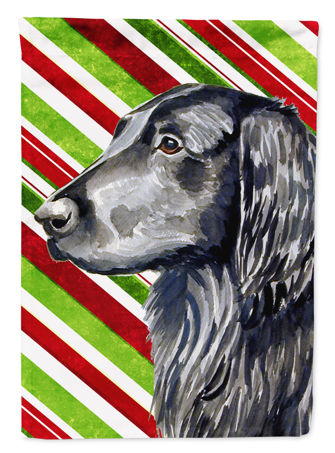 Flat Coated Retriever Candy Cane Holiday Christmas  Flag Garden Size.