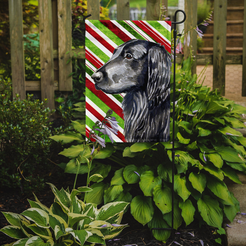 Flat Coated Retriever Candy Cane Holiday Christmas  Flag Garden Size.