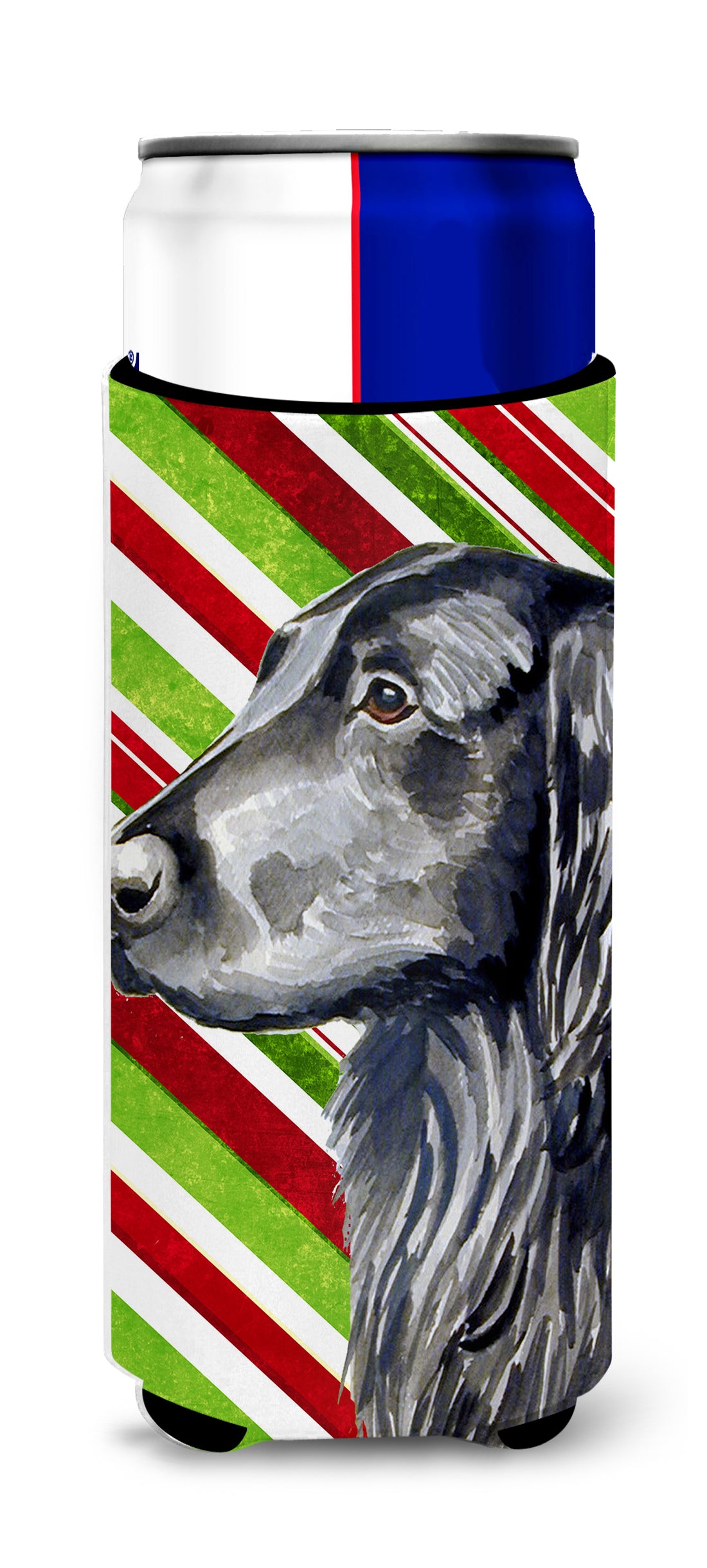 Flat Coated Retriever Candy Cane Holiday Christmas Ultra Beverage Insulators for slim cans LH9231MUK.