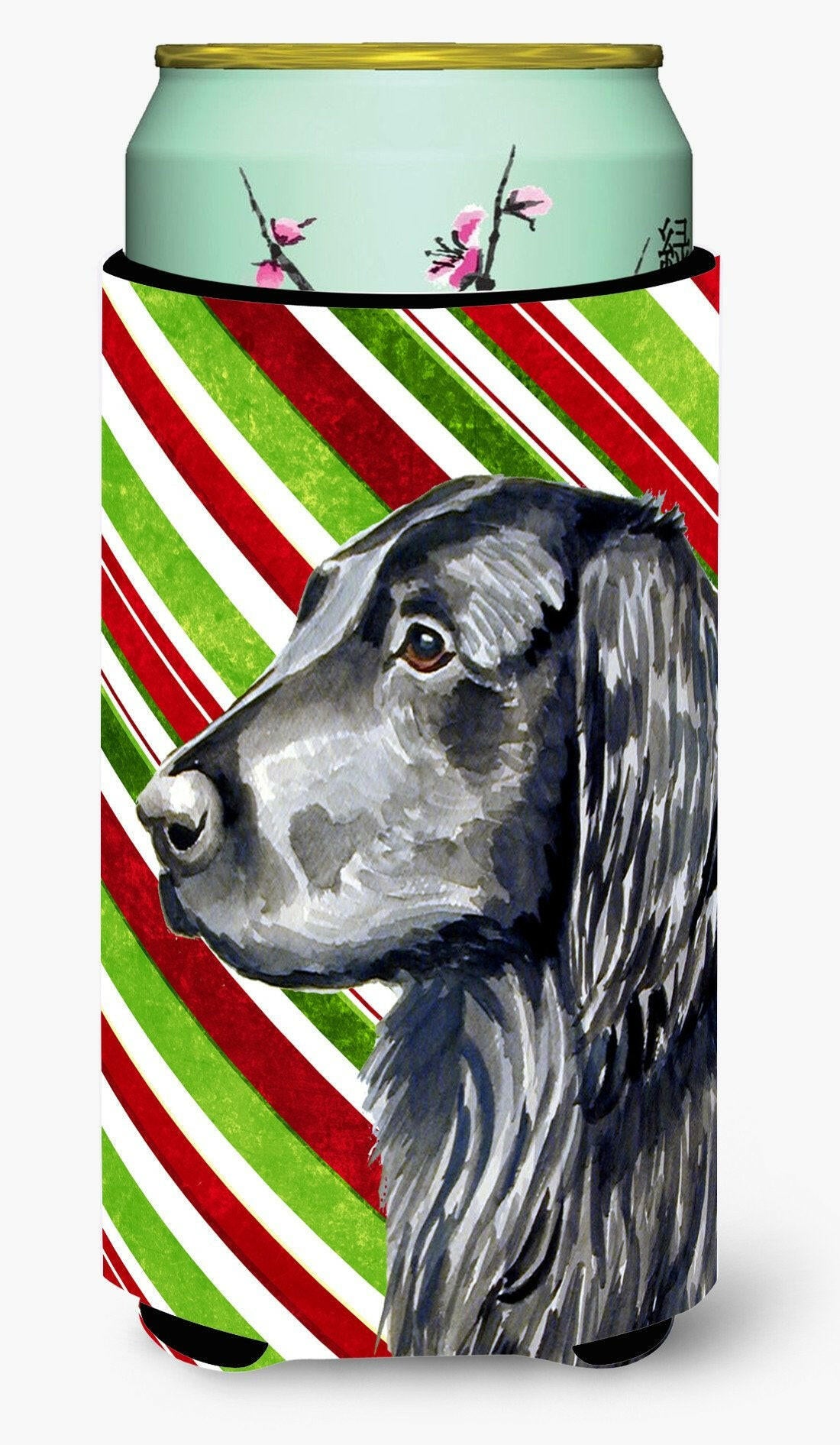 Flat Coated Retriever Candy Cane Holiday Christmas  Tall Boy Beverage Insulator Beverage Insulator Hugger by Caroline&#39;s Treasures