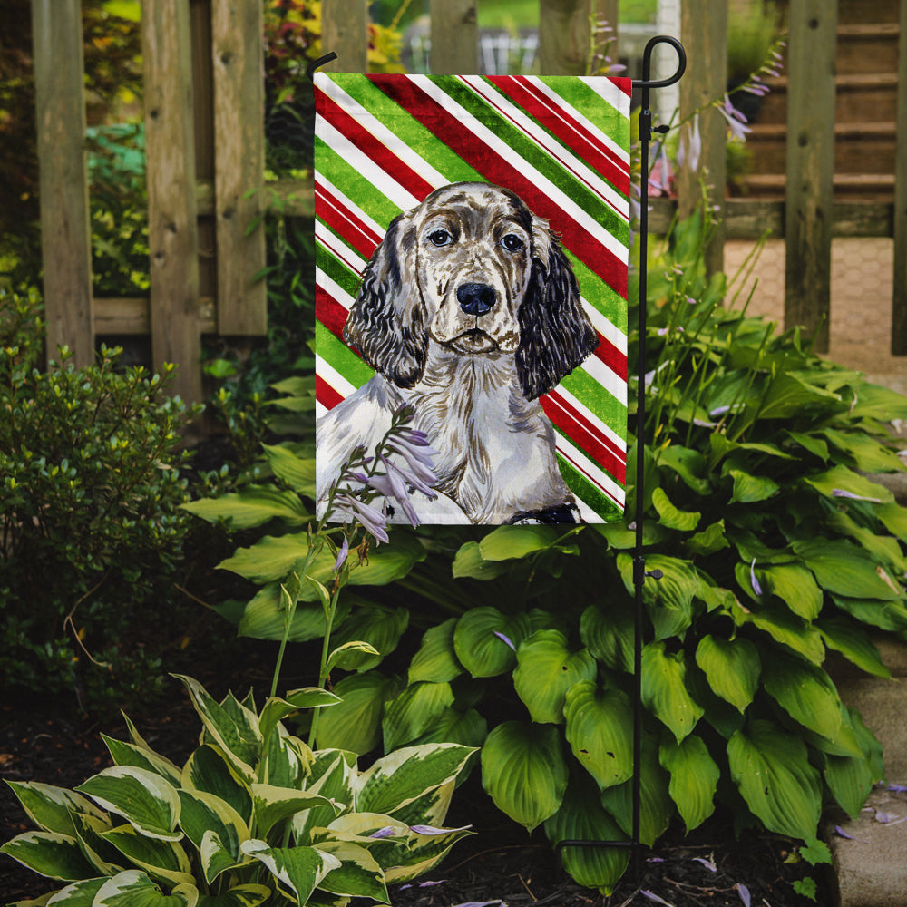 English Setter Candy Cane Holiday Christmas  Flag Garden Size.