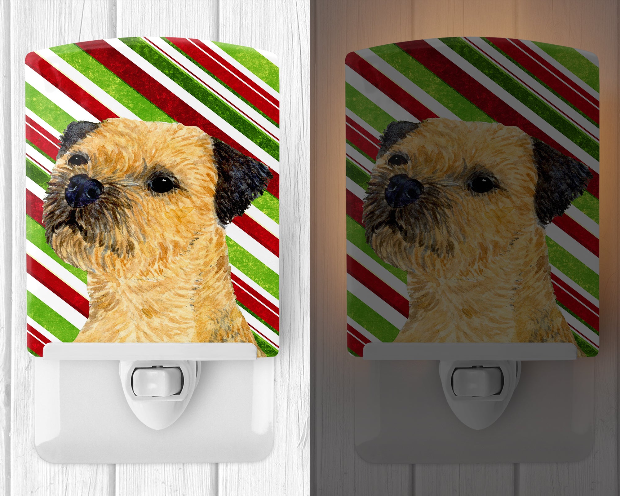 Border Terrier Candy Cane Holiday Christmas Ceramic Night Light LH9233CNL - the-store.com