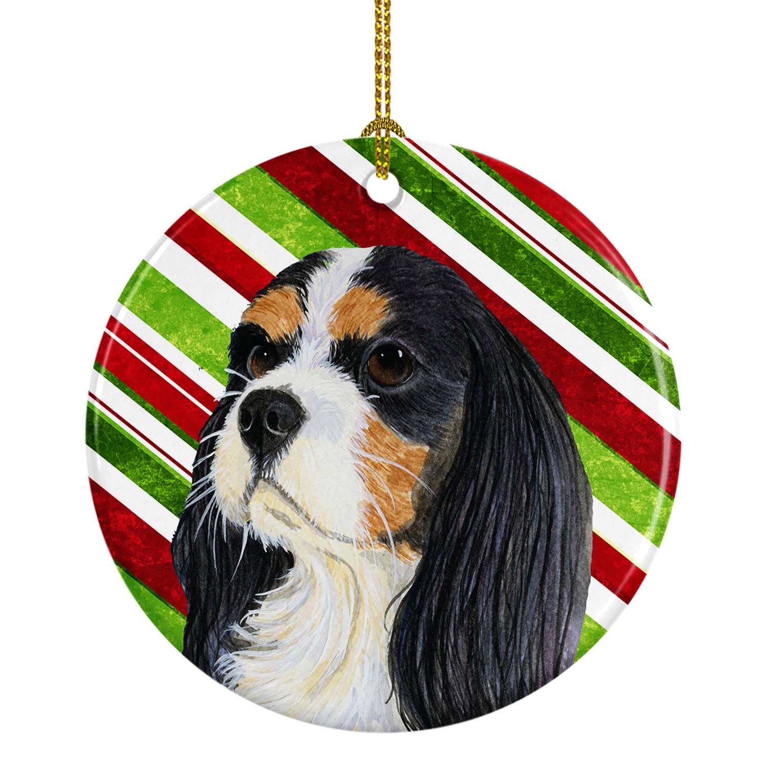 Cavalier Spaniel Candy Cane Holiday Christmas Ceramic Ornament LH9234 - the-store.com