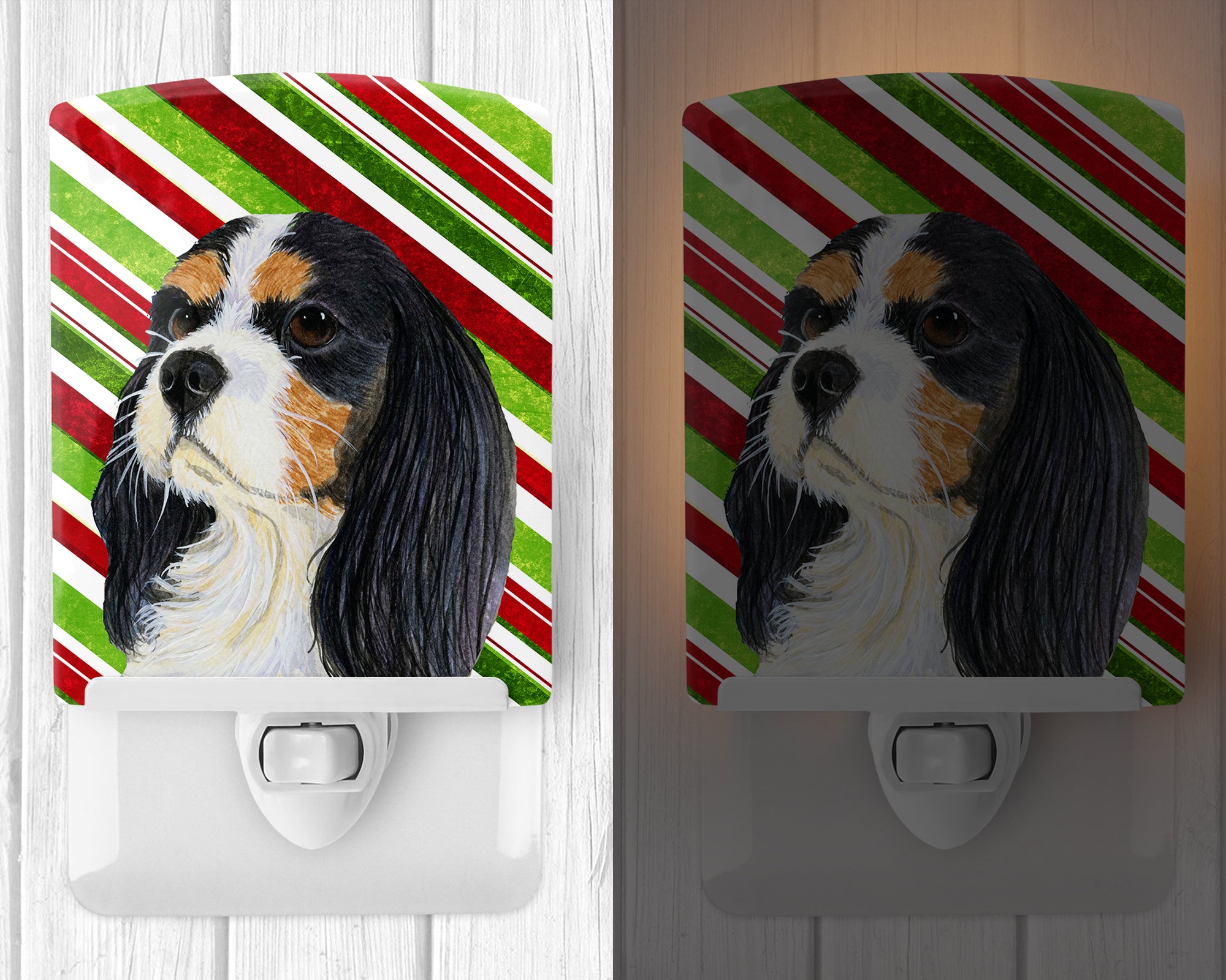 Cavalier Spaniel Candy Cane Holiday Christmas Ceramic Night Light LH9234CNL - the-store.com