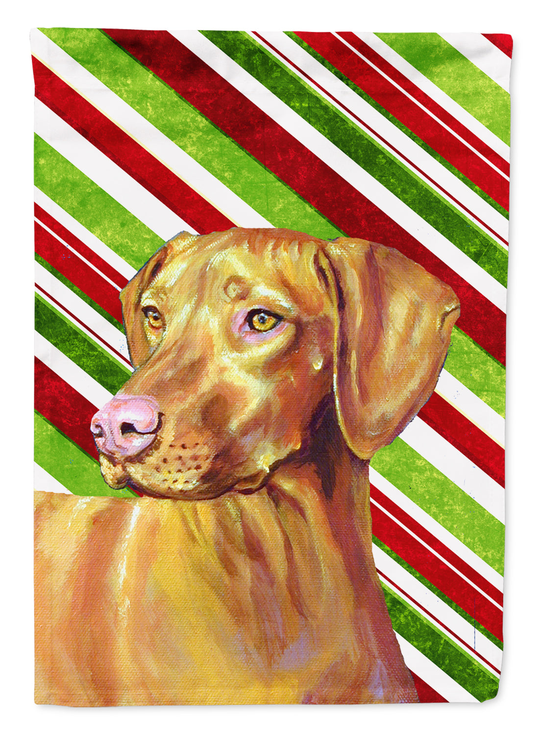 Vizsla Candy Cane Holiday Christmas  Flag Garden Size.