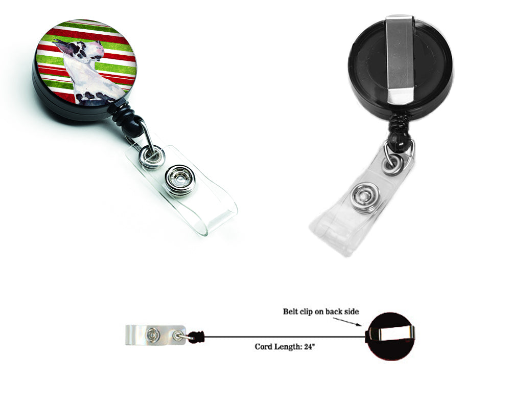 Great Dane Candy Cane Holiday Christmas Retractable Badge Reel LH9236BR  the-store.com.