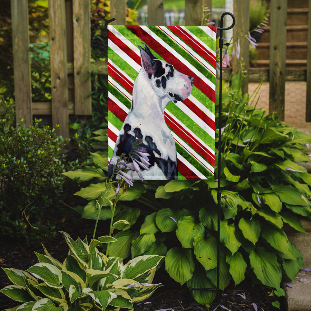 Great Dane Candy Cane Holiday Christmas  Flag Garden Size.