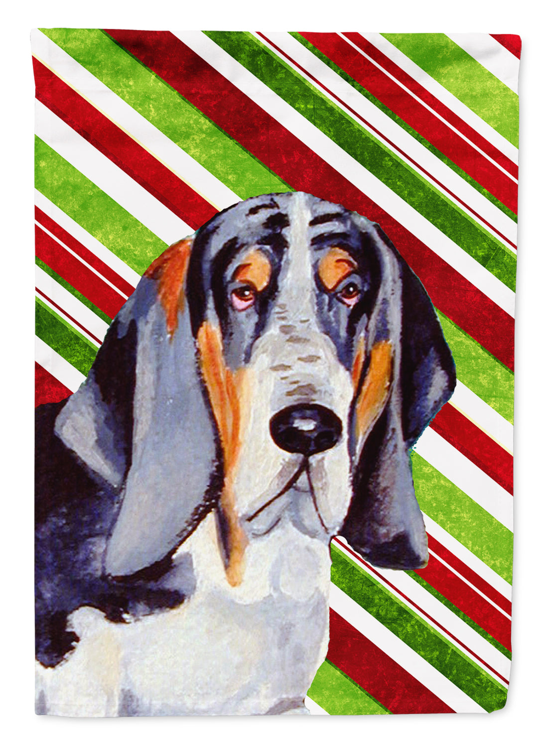 Basset Hound Candy Cane Holiday Christmas  Flag Garden Size.