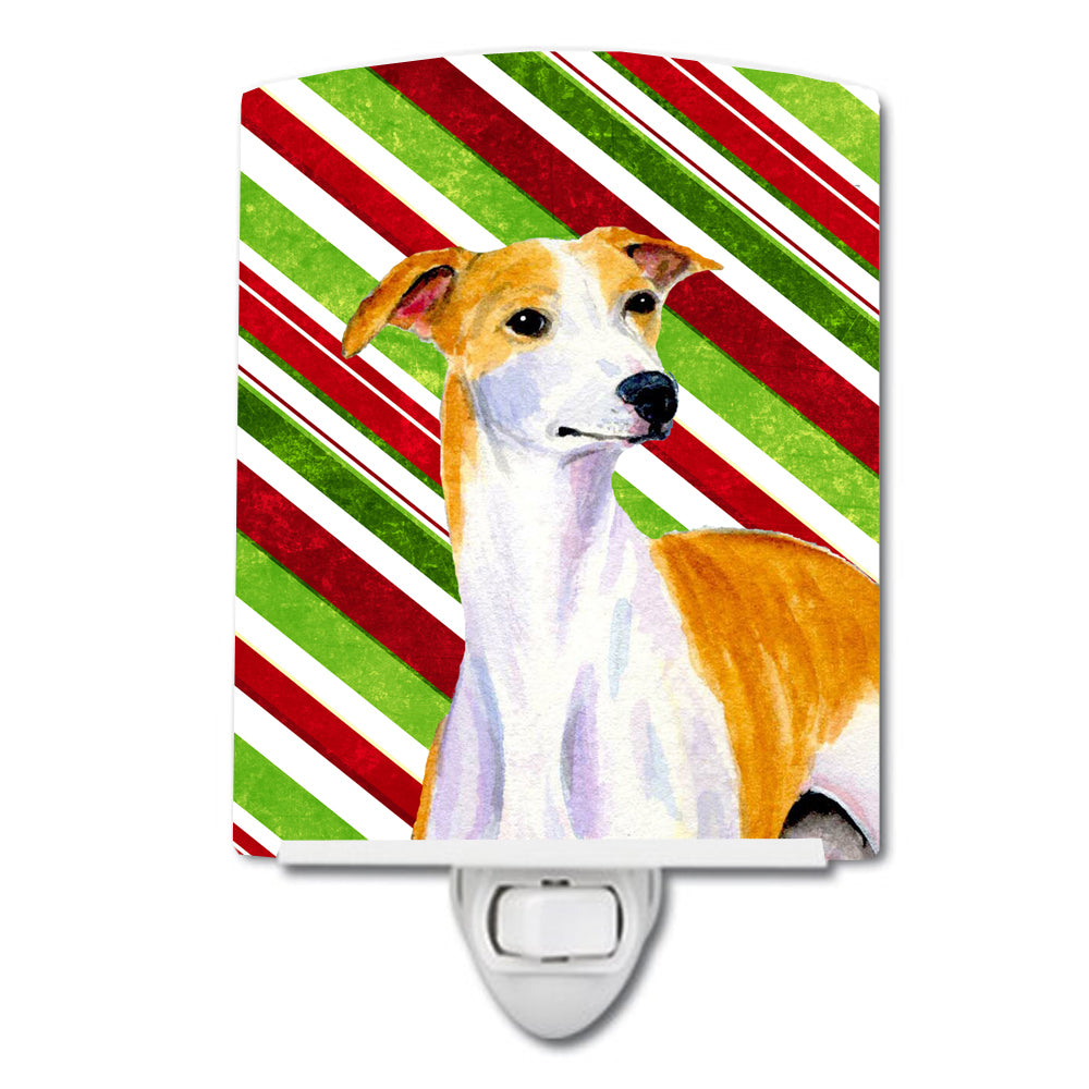 Whippet Candy Cane Holiday Christmas Ceramic Night Light LH9238CNL - the-store.com