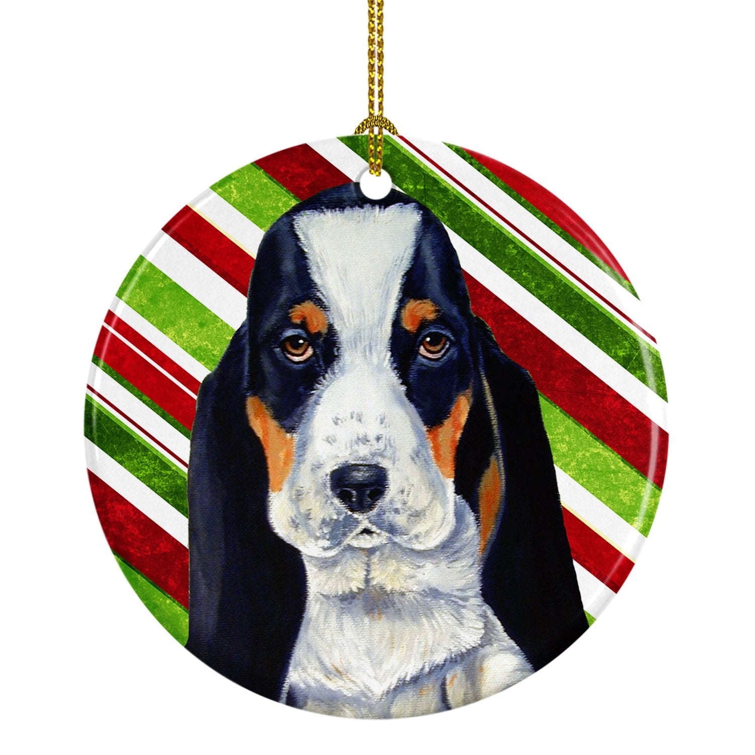 Basset Hound Candy Cane Holiday Christmas Ceramic Ornament LH9239 by Caroline's Treasures