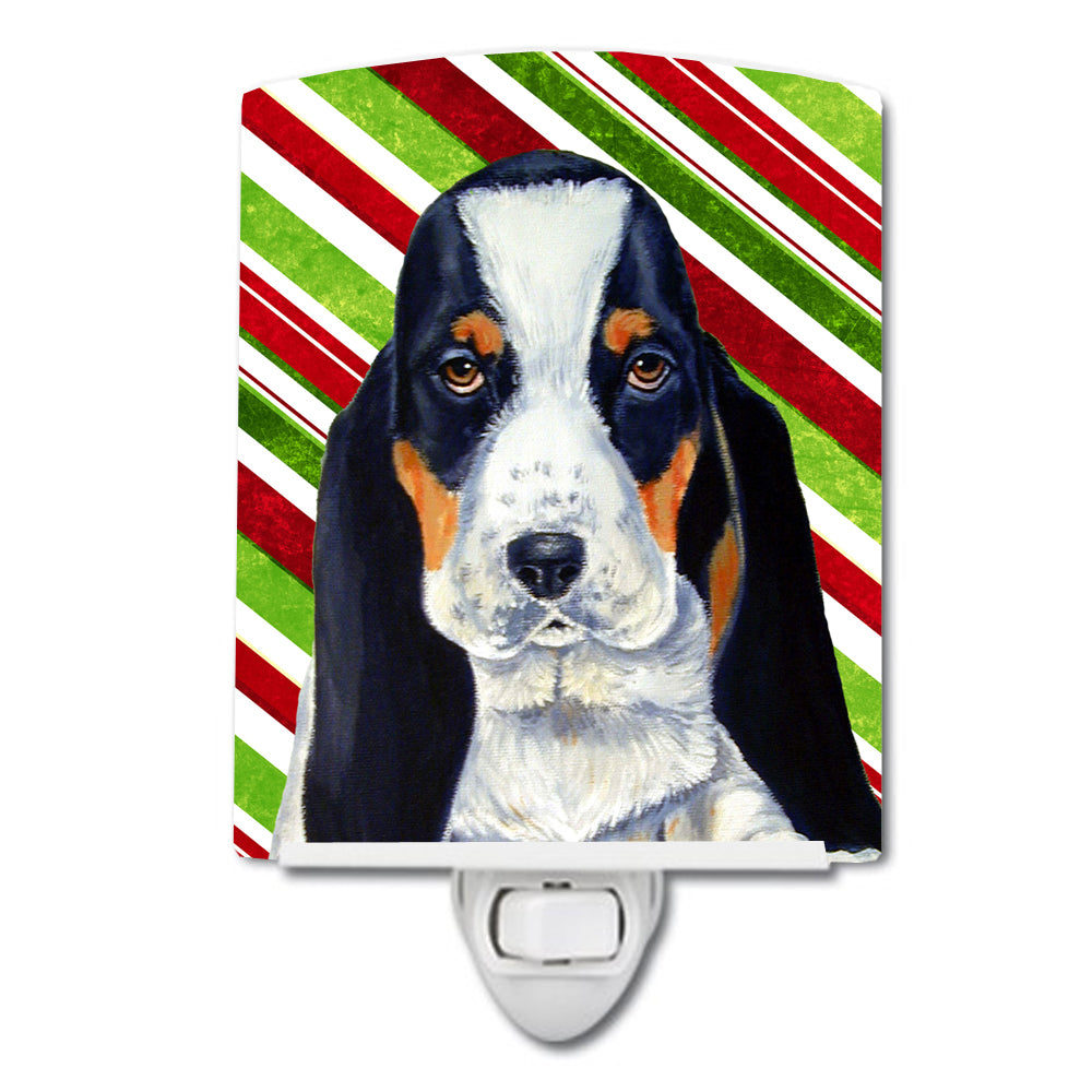 Basset Hound Candy Cane Holiday Christmas Ceramic Night Light LH9239CNL - the-store.com