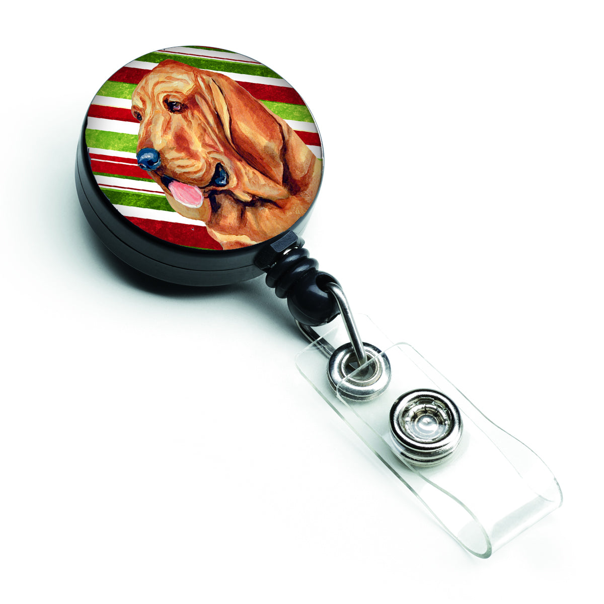 Bloodhound Candy Cane Holiday Christmas Retractable Badge Reel LH9241BR  the-store.com.