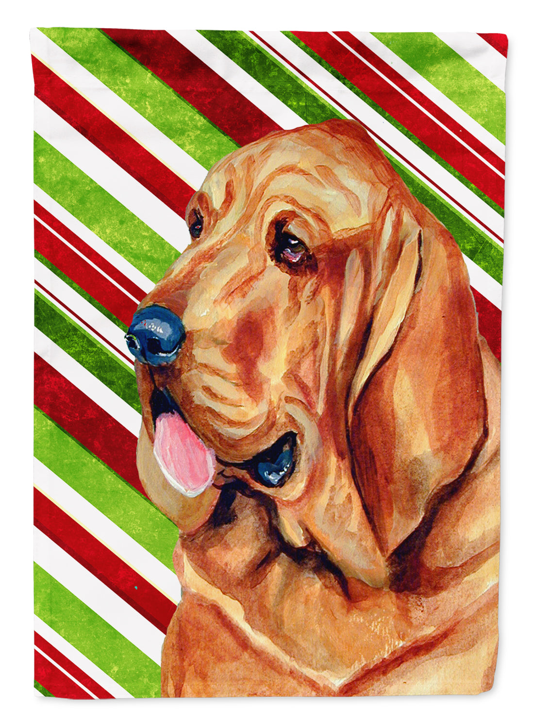 Bloodhound Candy Cane Holiday Christmas  Flag Garden Size.