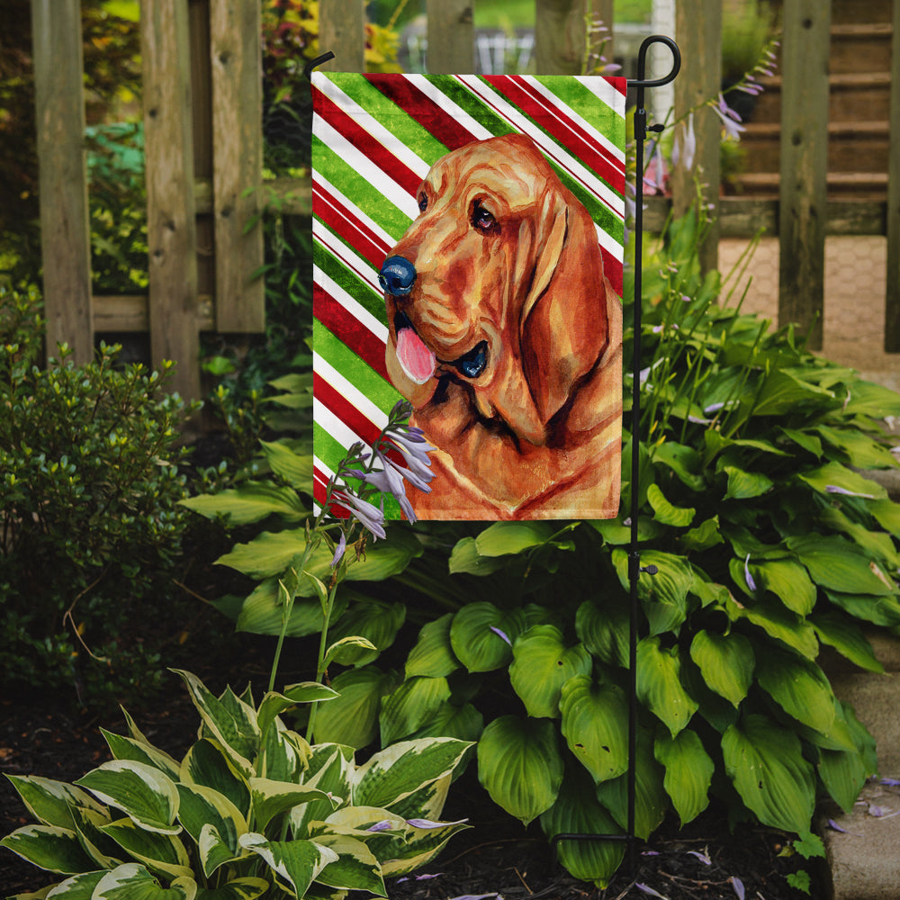 Bloodhound Candy Cane Holiday Christmas  Flag Garden Size.