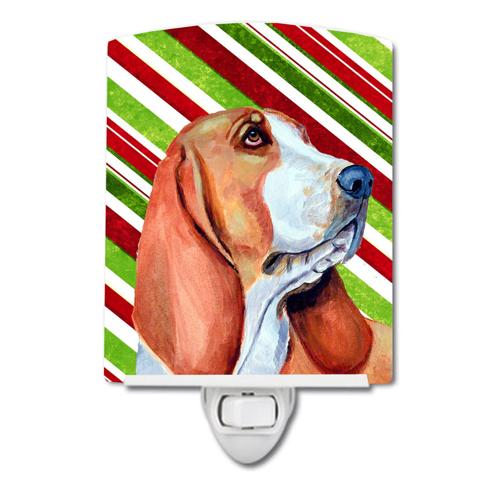 Basset Hound Candy Cane Holiday Christmas Ceramic Night Light LH9242CNL - the-store.com