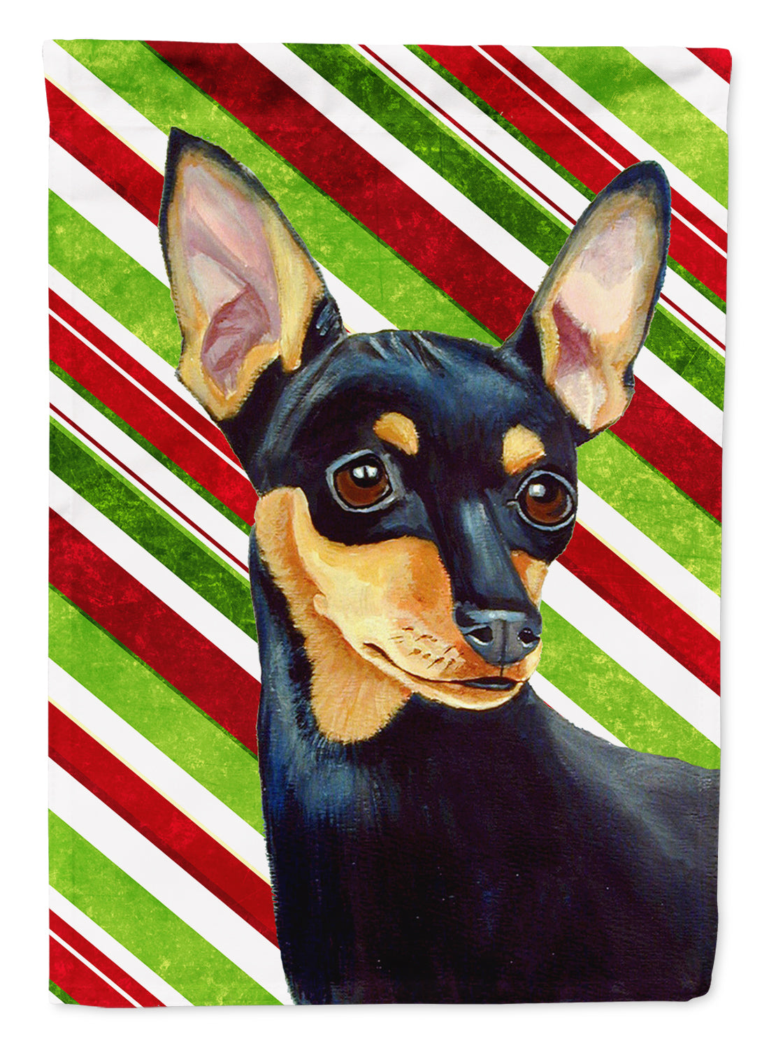 Min Pin Candy Cane Holiday Christmas  Flag Canvas House Size  the-store.com.