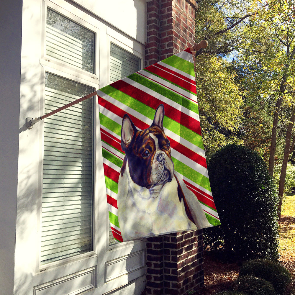 French Bulldog Candy Cane Holiday Christmas  Flag Canvas House Size  the-store.com.