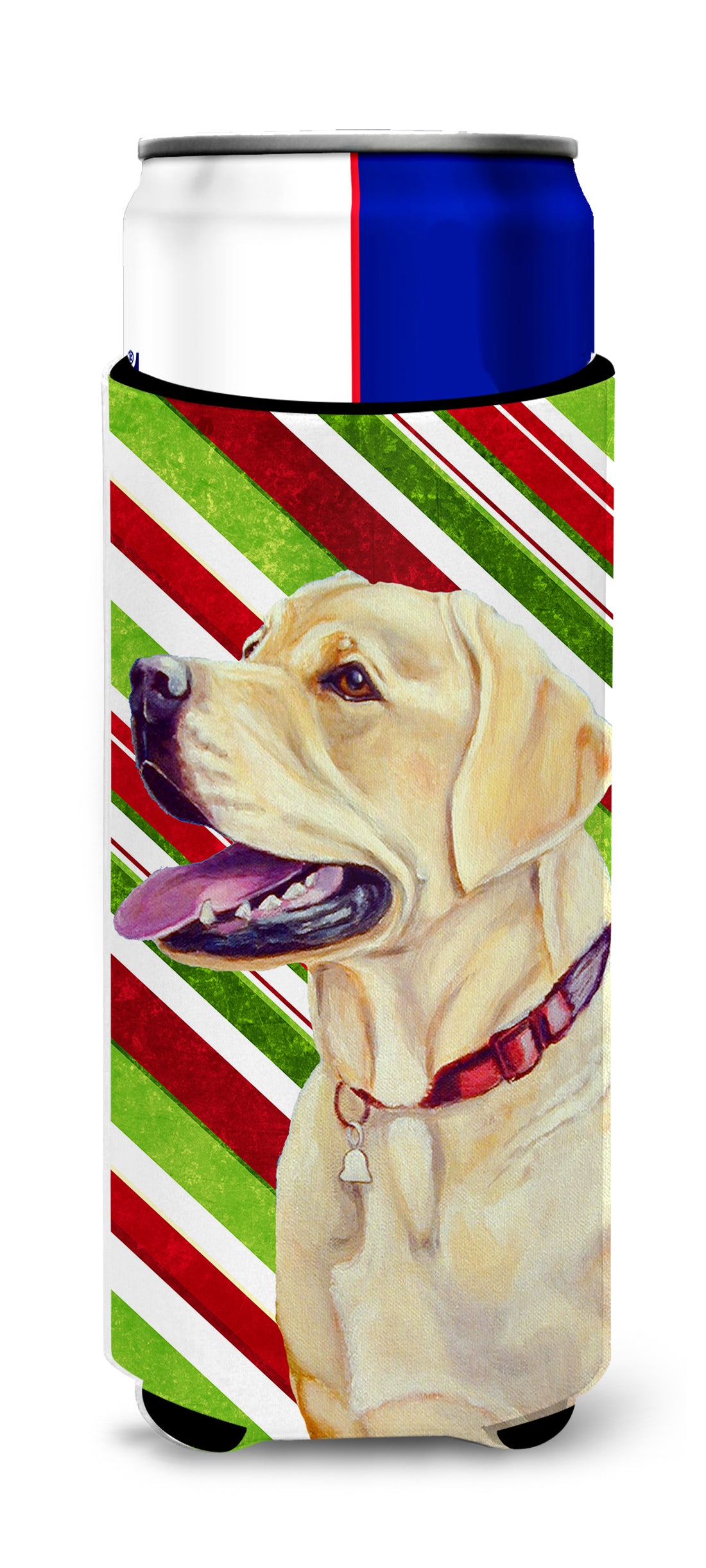 Labrador Candy Cane Holiday Christmas Ultra Beverage Insulators for slim cans LH9248MUK.