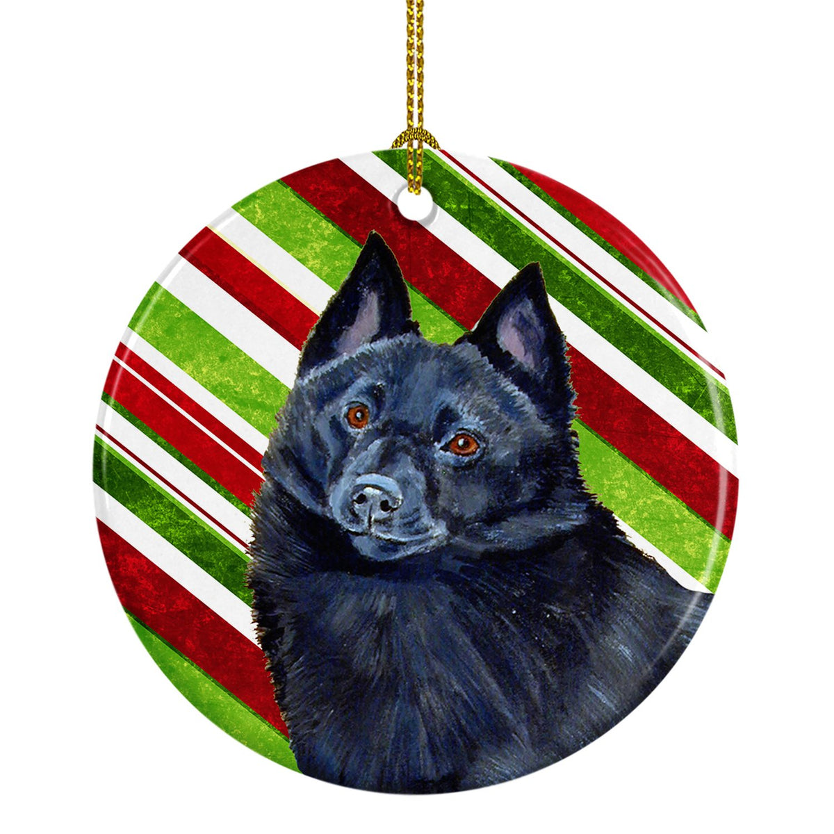 Schipperke Candy Cane Holiday Christmas Ceramic Ornament LH9249 by Caroline&#39;s Treasures