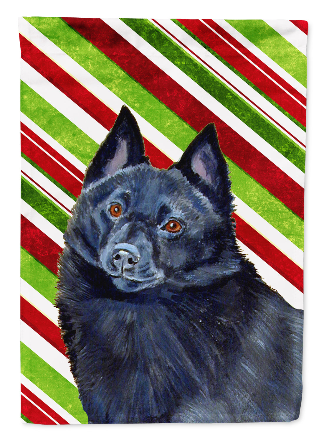 Schipperke Candy Cane Holiday Christmas  Flag Canvas House Size  the-store.com.