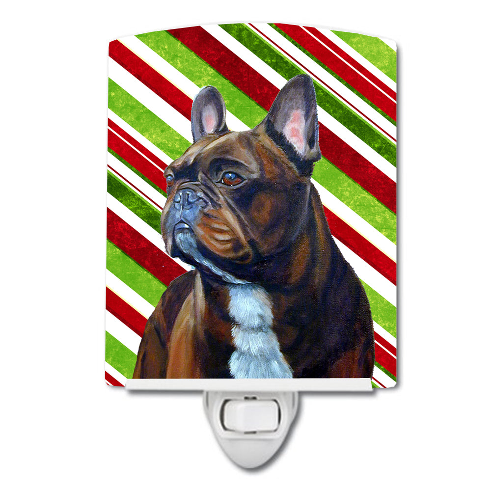 French Bulldog Candy Cane Holiday Christmas Ceramic Night Light LH9250CNL - the-store.com