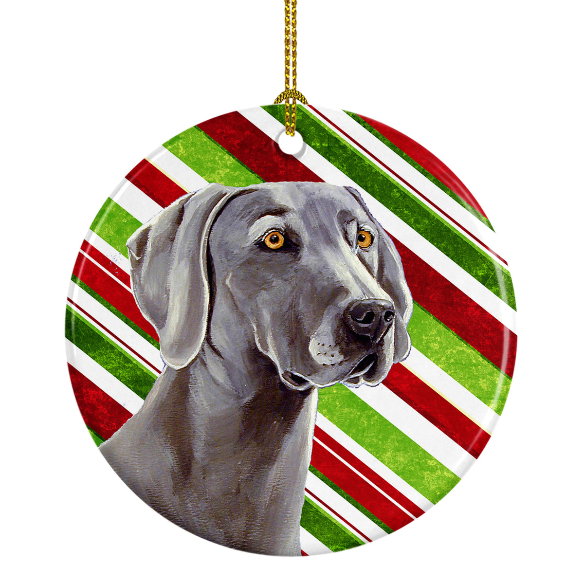 Weimaraner Candy Cane Holiday Christmas Ceramic Ornament LH9251 - the-store.com