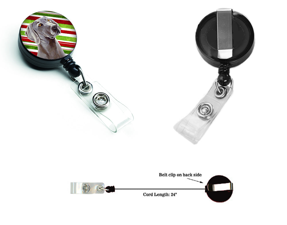 Weimaraner Candy Cane Holiday Christmas Retractable Badge Reel LH9251BR  the-store.com.