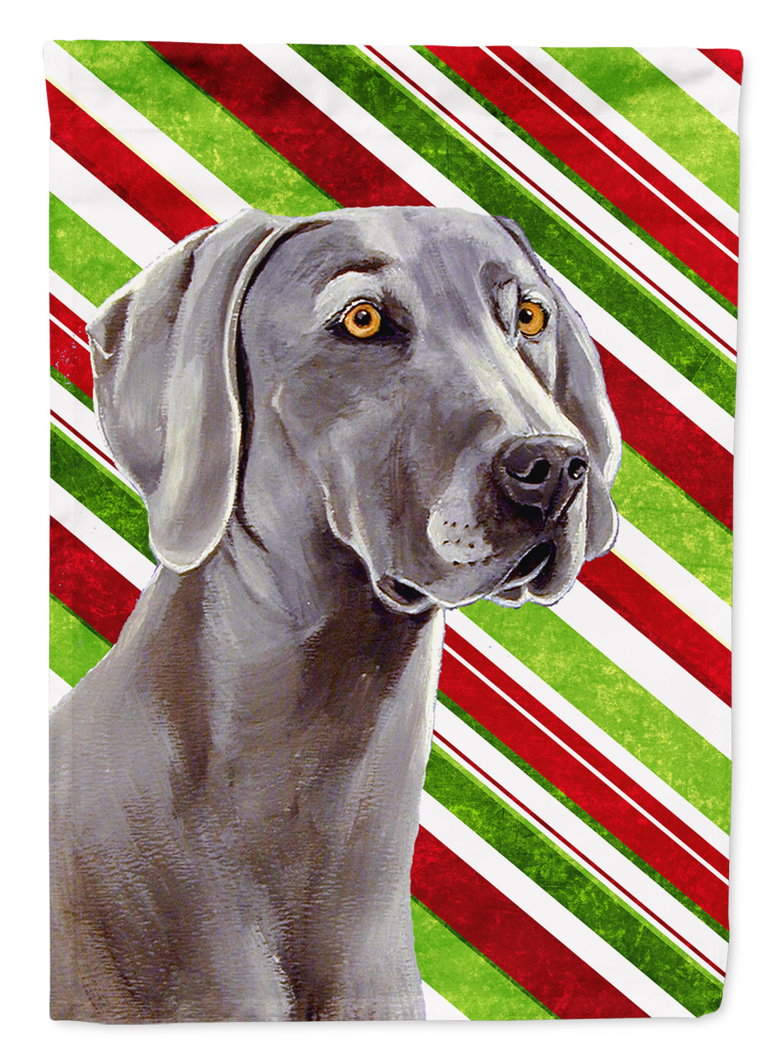 Weimaraner Candy Cane Holiday Christmas  Flag Canvas House Size  the-store.com.