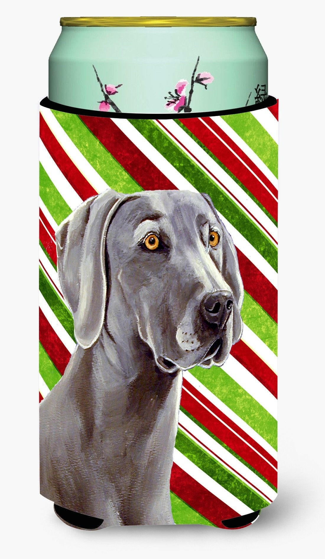 Weimaraner Candy Cane Holiday Christmas  Tall Boy Beverage Insulator Beverage Insulator Hugger by Caroline's Treasures