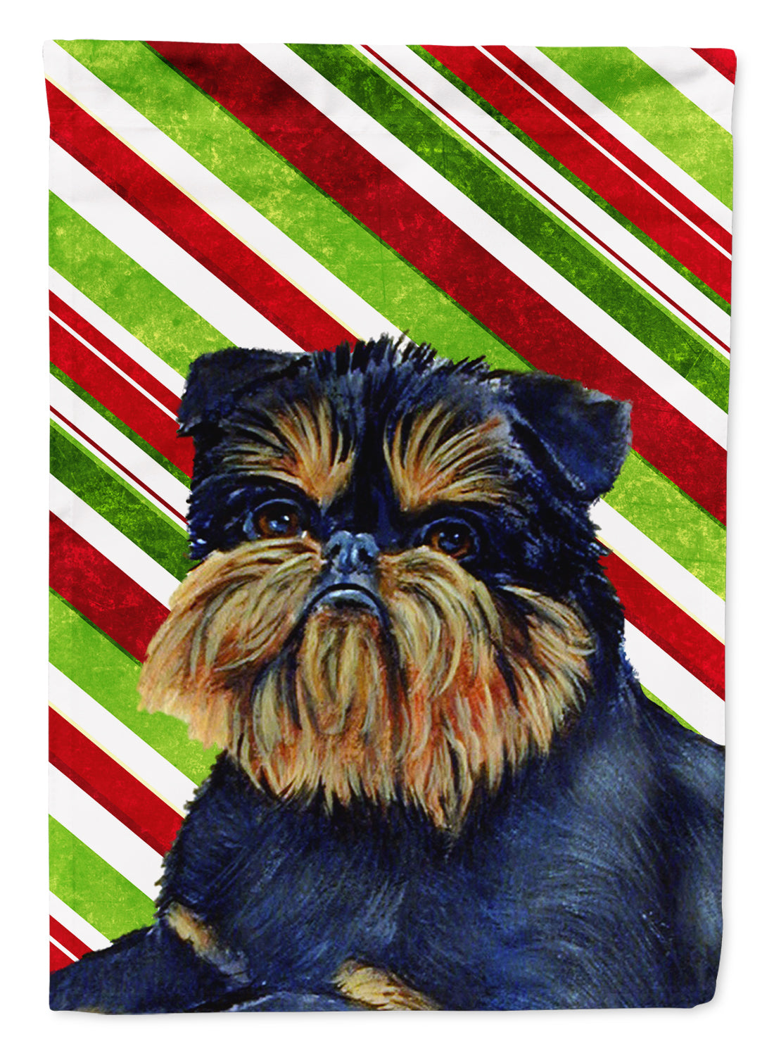 Brussels Griffon Candy Cane Holiday Christmas  Flag Canvas House Size  the-store.com.