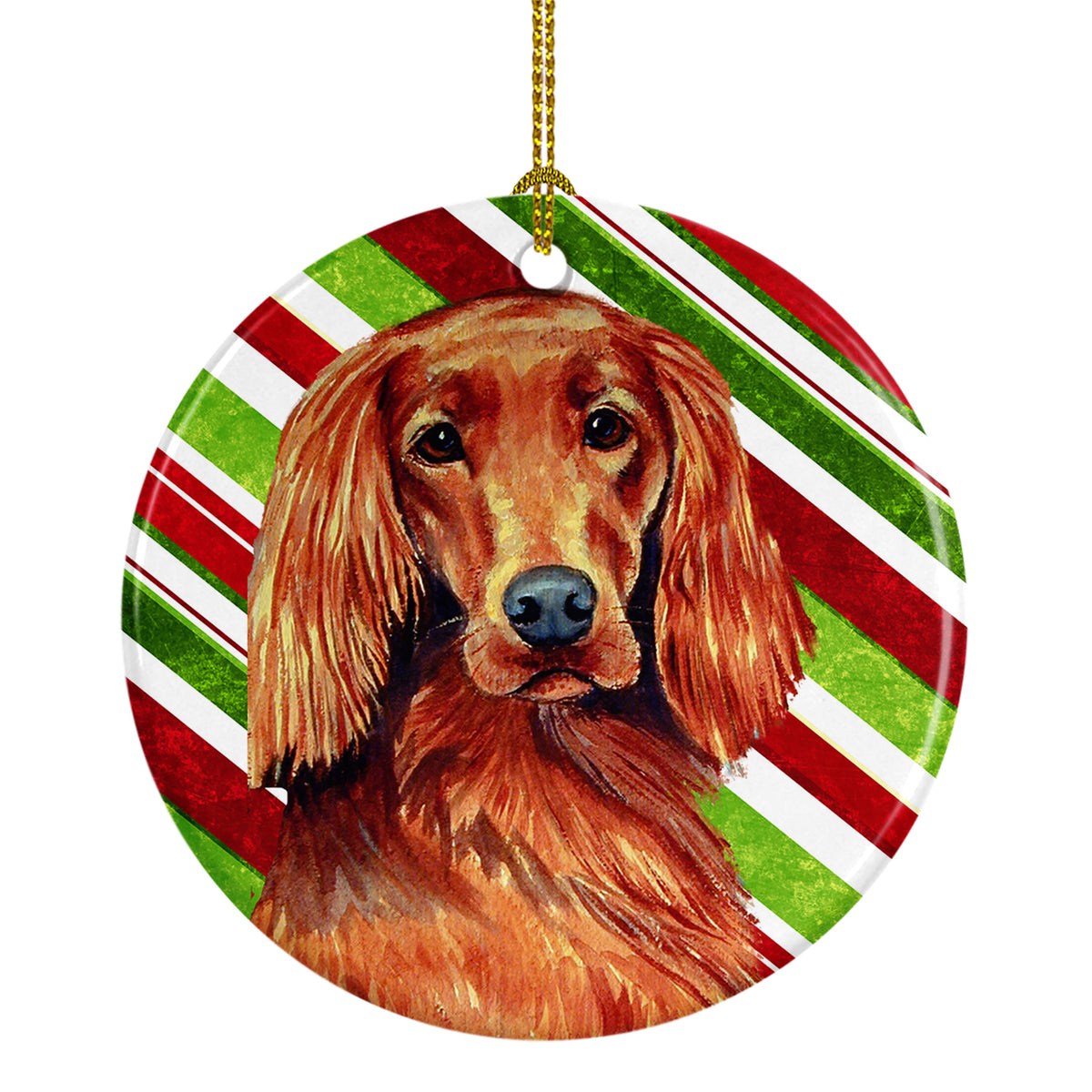 Irish Setter Candy Cane Holiday Christmas Ceramic Ornament LH9254 - the-store.com