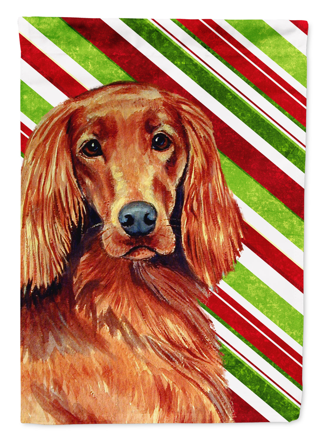 Irish Setter Candy Cane Holiday Christmas  Flag Garden Size.