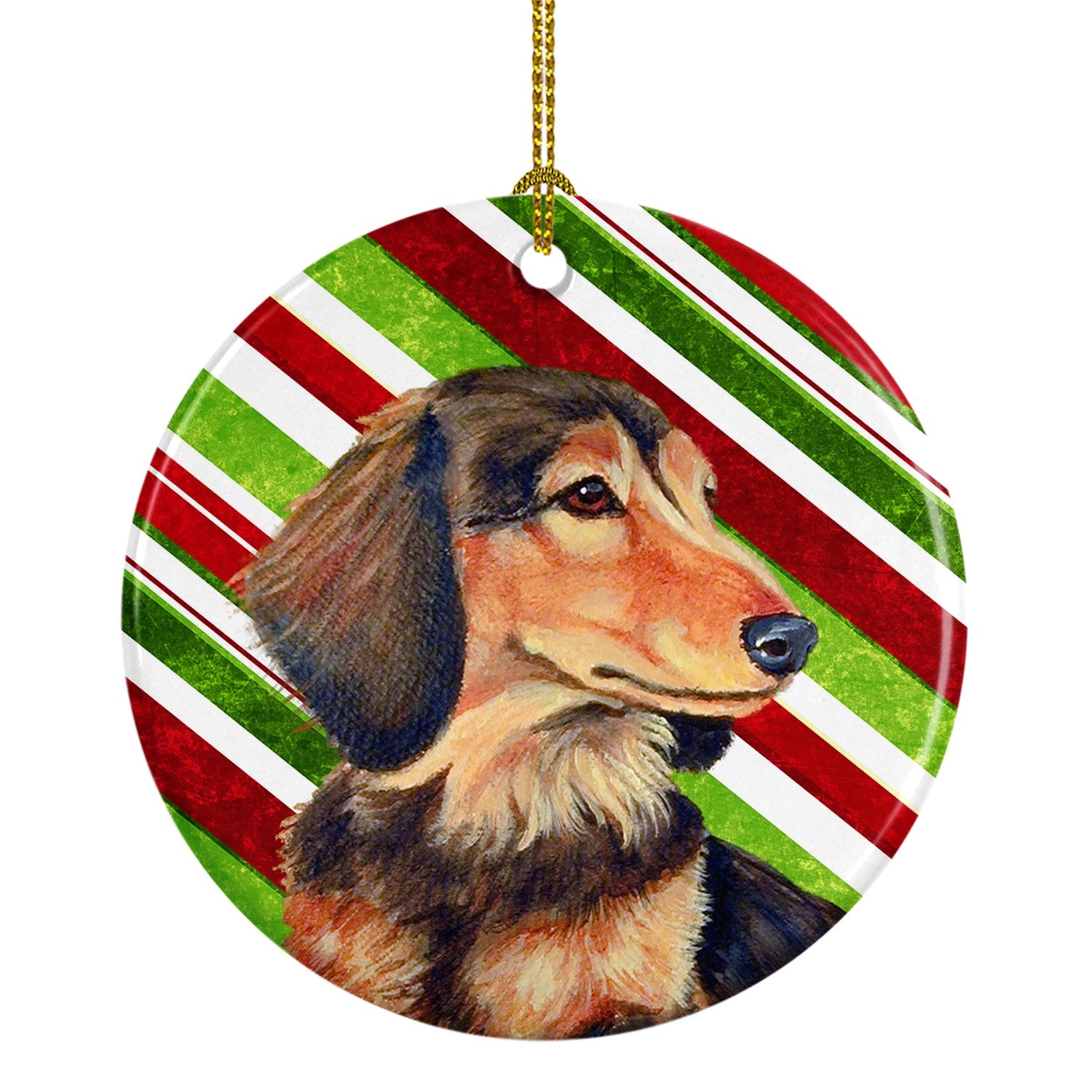 Dachshund Candy Cane Holiday Christmas Ceramic Ornament LH9256 by Caroline's Treasures