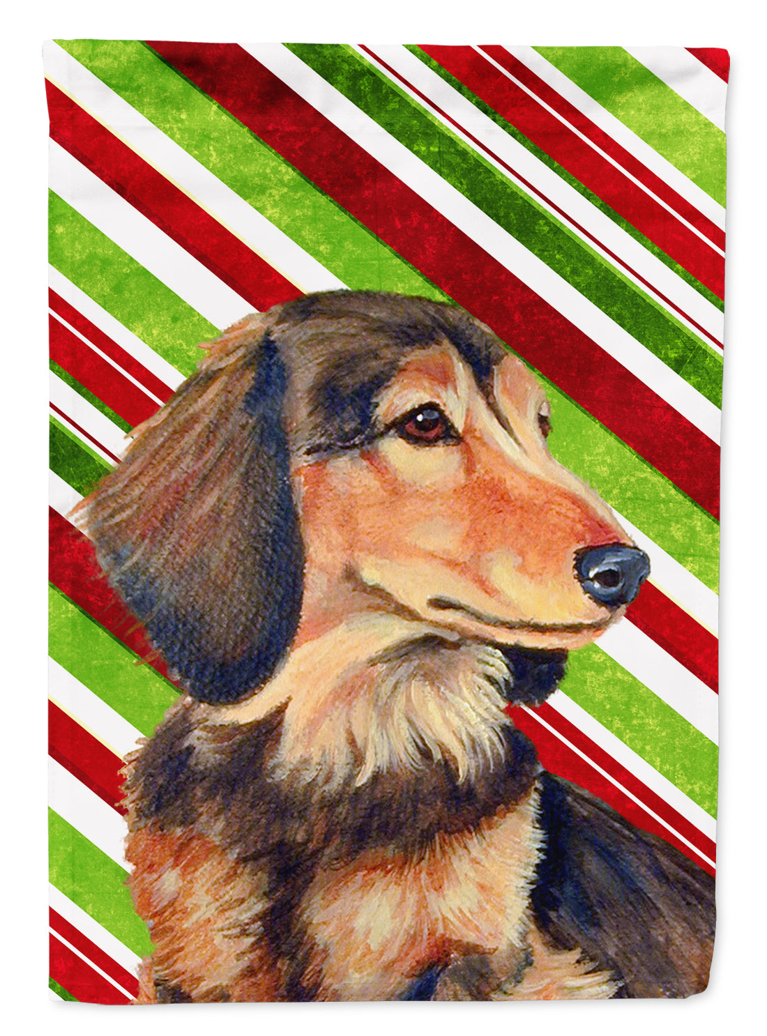 Dachshund Candy Cane Holiday Christmas  Flag Canvas House Size  the-store.com.