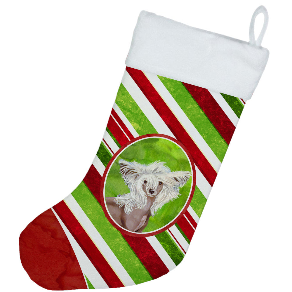 Chinese Crested Candy Cane Holiday Christmas Christmas Stocking LH9257  the-store.com.