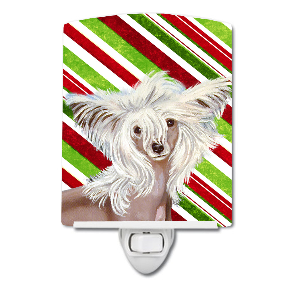 Chinese Crested Candy Cane Holiday Christmas Ceramic Night Light LH9257CNL - the-store.com