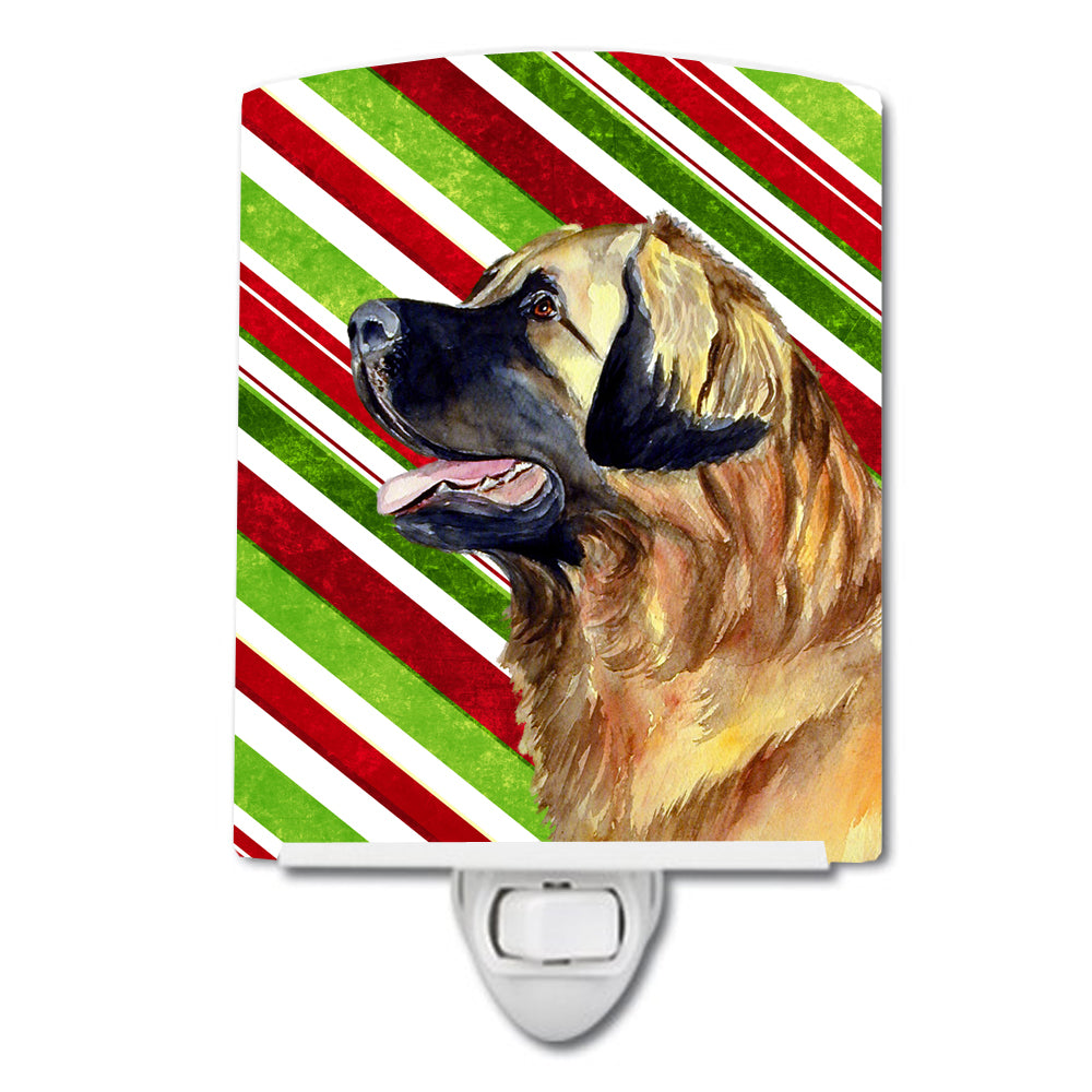 Leonberger Candy Cane Holiday Christmas Ceramic Night Light LH9258CNL - the-store.com