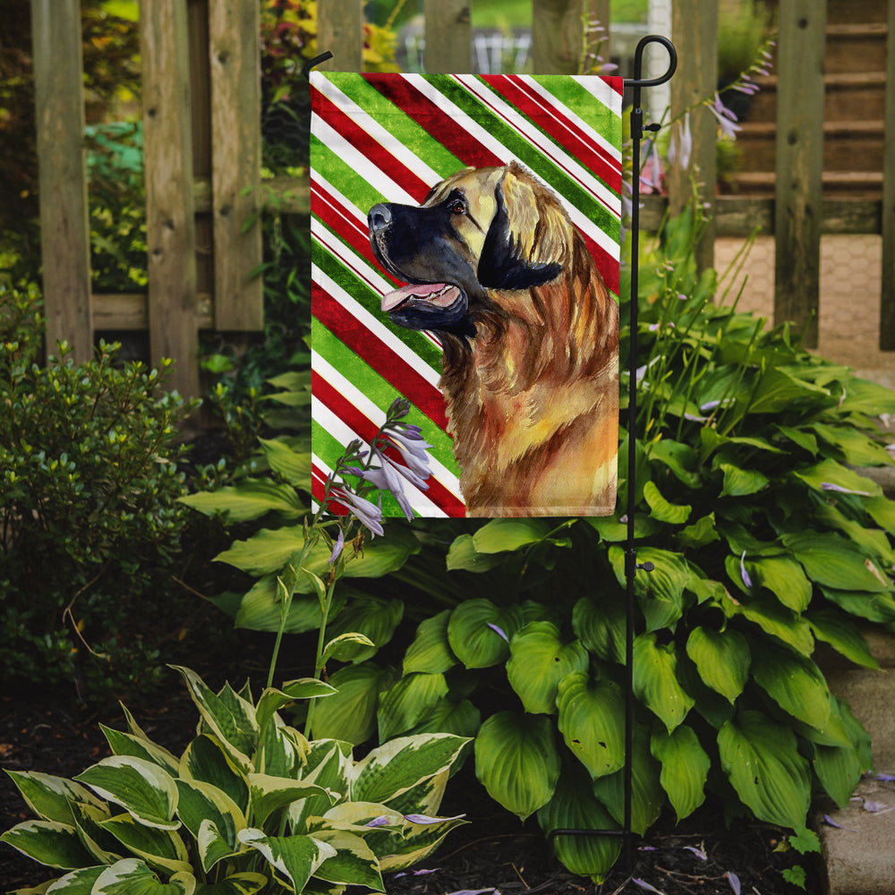 Leonberger Candy Cane Holiday Christmas  Flag Garden Size.