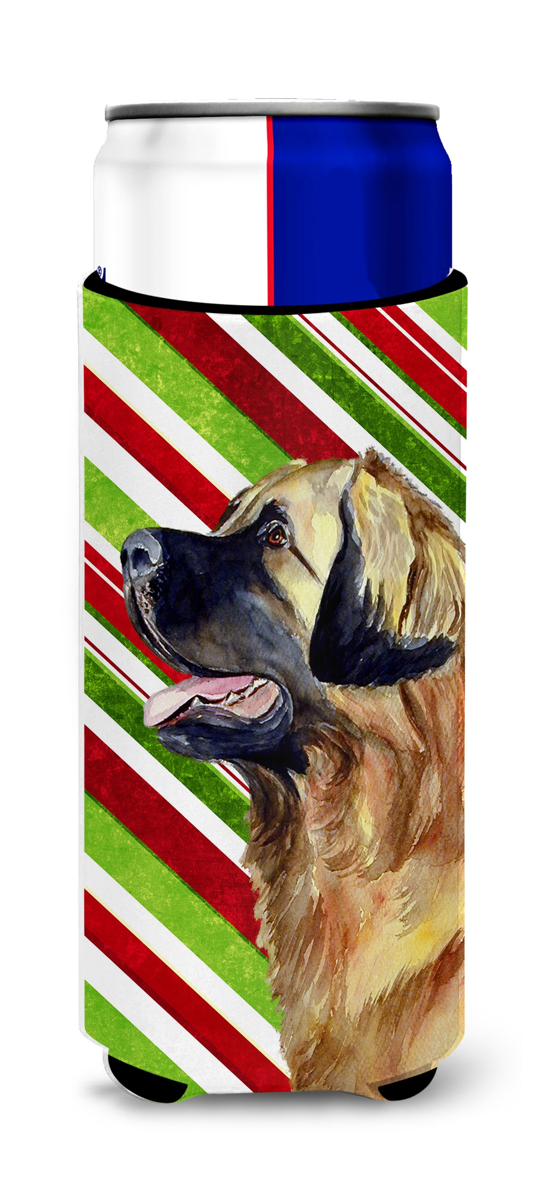 Leonberger Candy Cane Holiday Christmas Ultra Beverage Insulators for slim cans LH9258MUK.