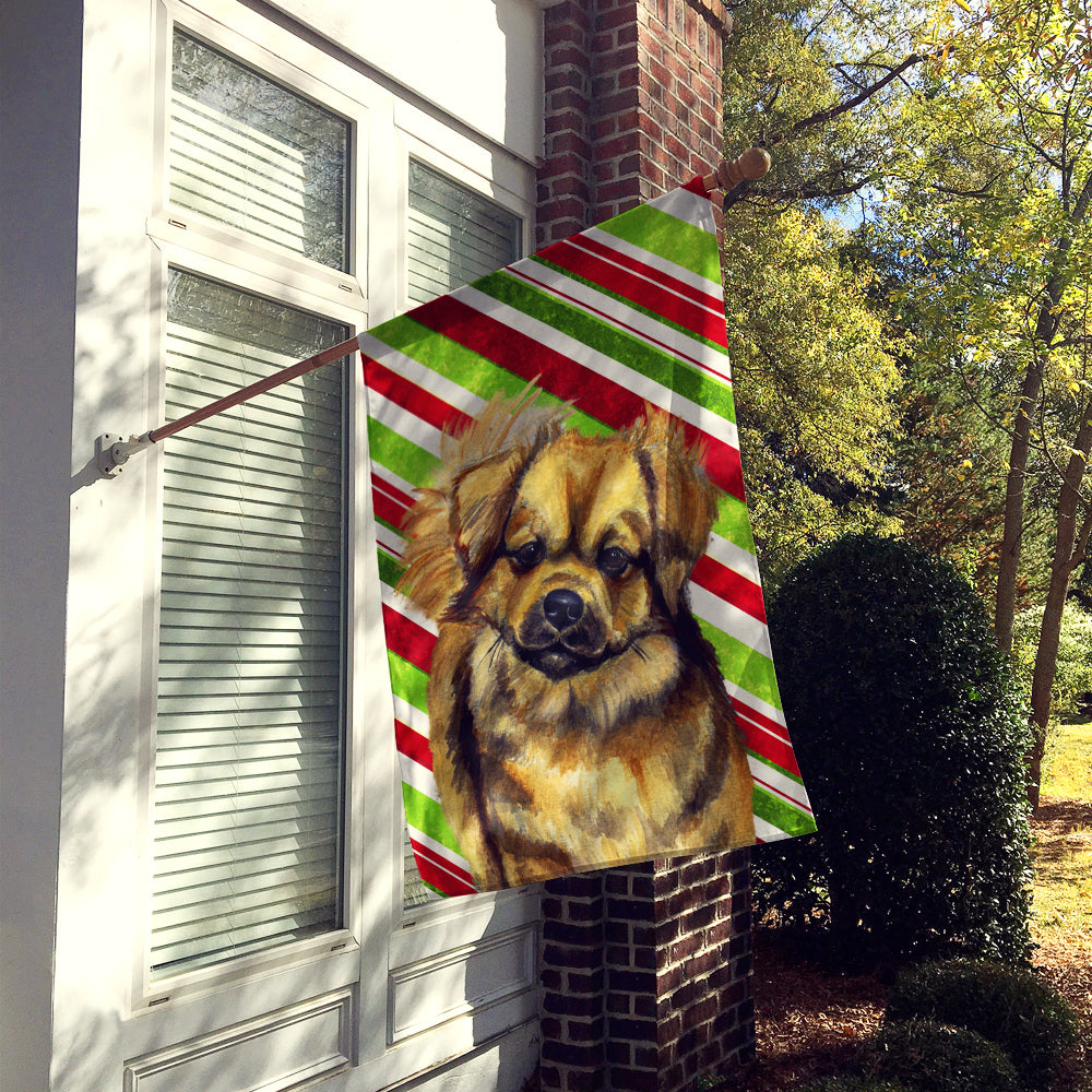 Tibetan Spaniel Candy Cane Holiday Christmas  Flag Canvas House Size  the-store.com.