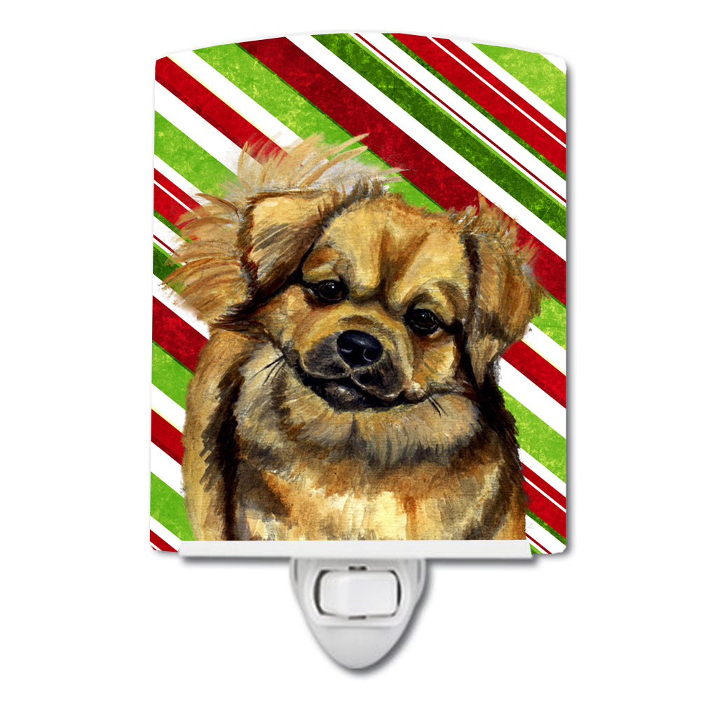 Tibetan Spaniel Candy Cane Holiday Christmas Ceramic Night Light LH9259CNL - the-store.com