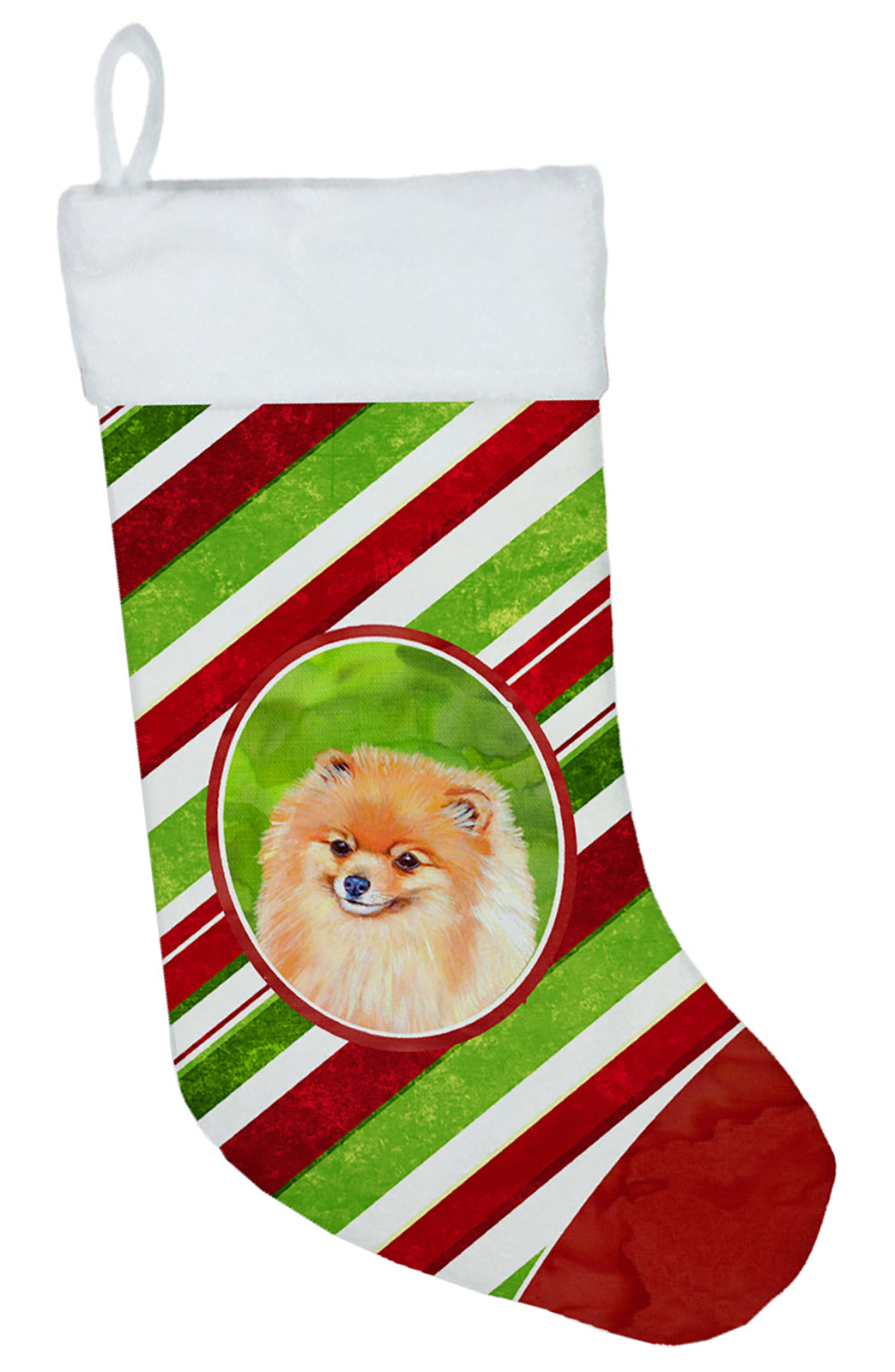 Pomeranian Candy Cane Holiday Christmas Christmas Stocking LH9260  the-store.com.