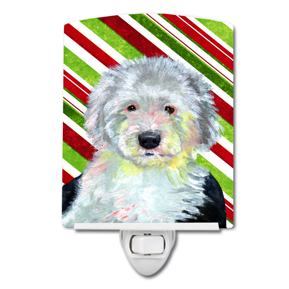 Old English Sheepdog Candy Cane Holiday Christmas Ceramic Night Light LH9261CNL - the-store.com