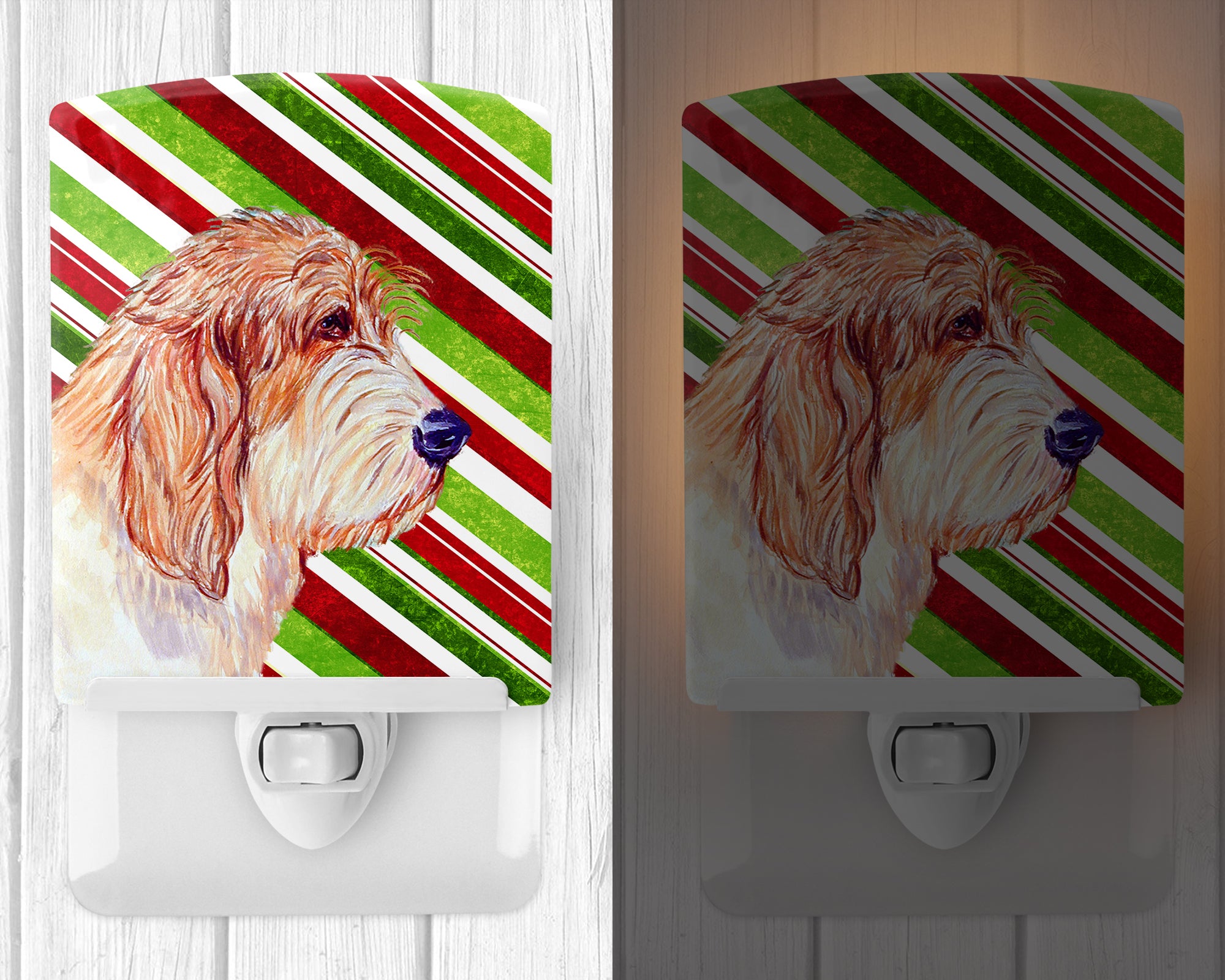 Petit Basset Griffon Vendeen Candy Cane Holiday Christmas Ceramic Night Light LH9262CNL - the-store.com