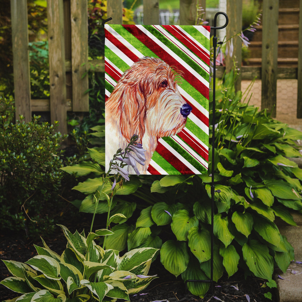 Petit Basset Griffon Vendeen Candy Cane Holiday Christmas  Flag Garden Size.