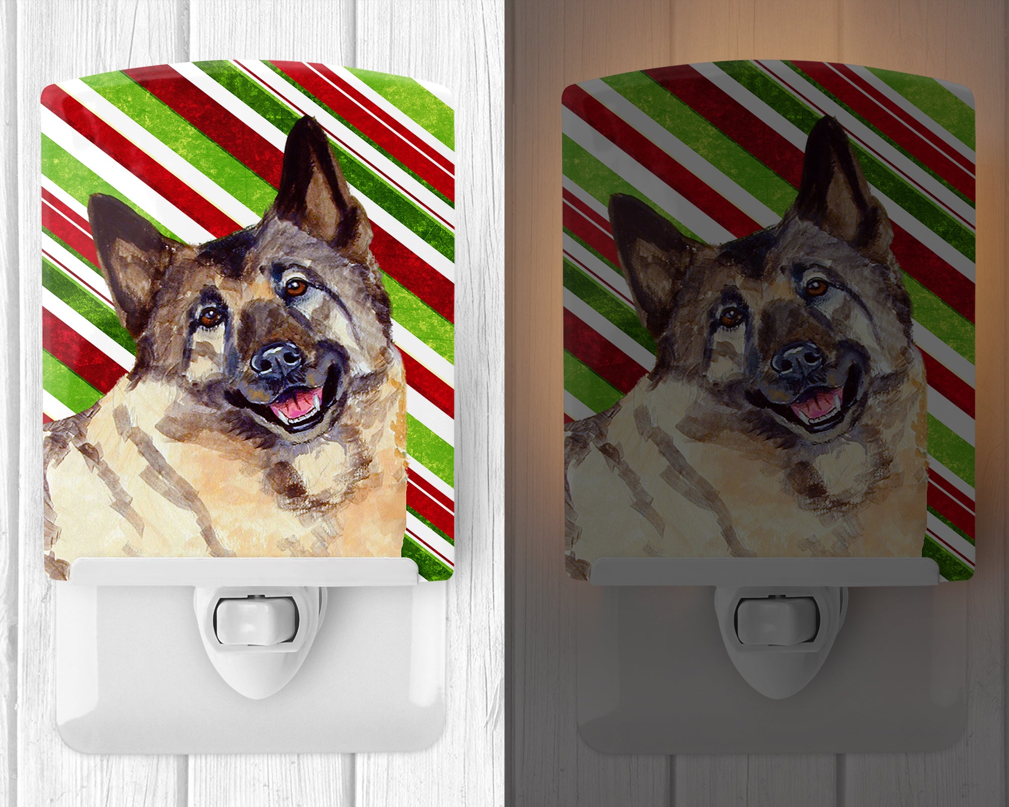 Norwegian Elkhound Candy Cane Holiday Christmas Ceramic Night Light LH9263CNL - the-store.com