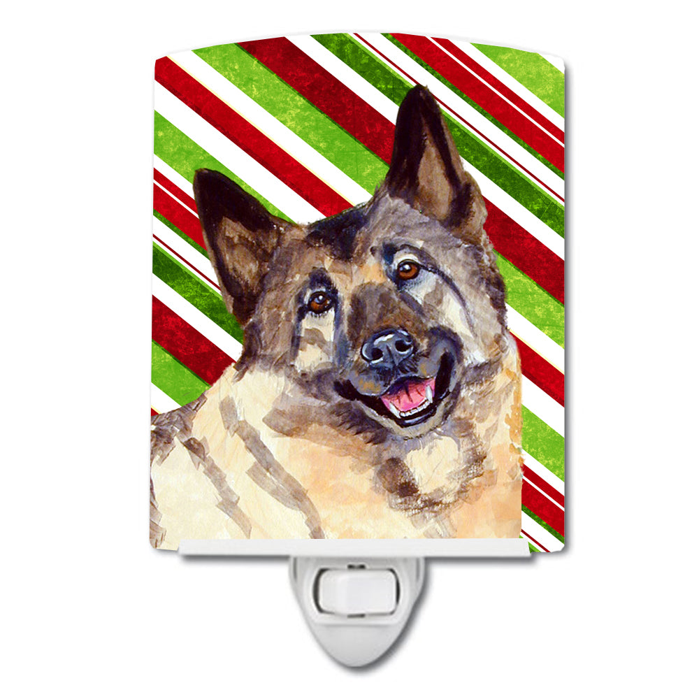 Norwegian Elkhound Candy Cane Holiday Christmas Ceramic Night Light LH9263CNL - the-store.com