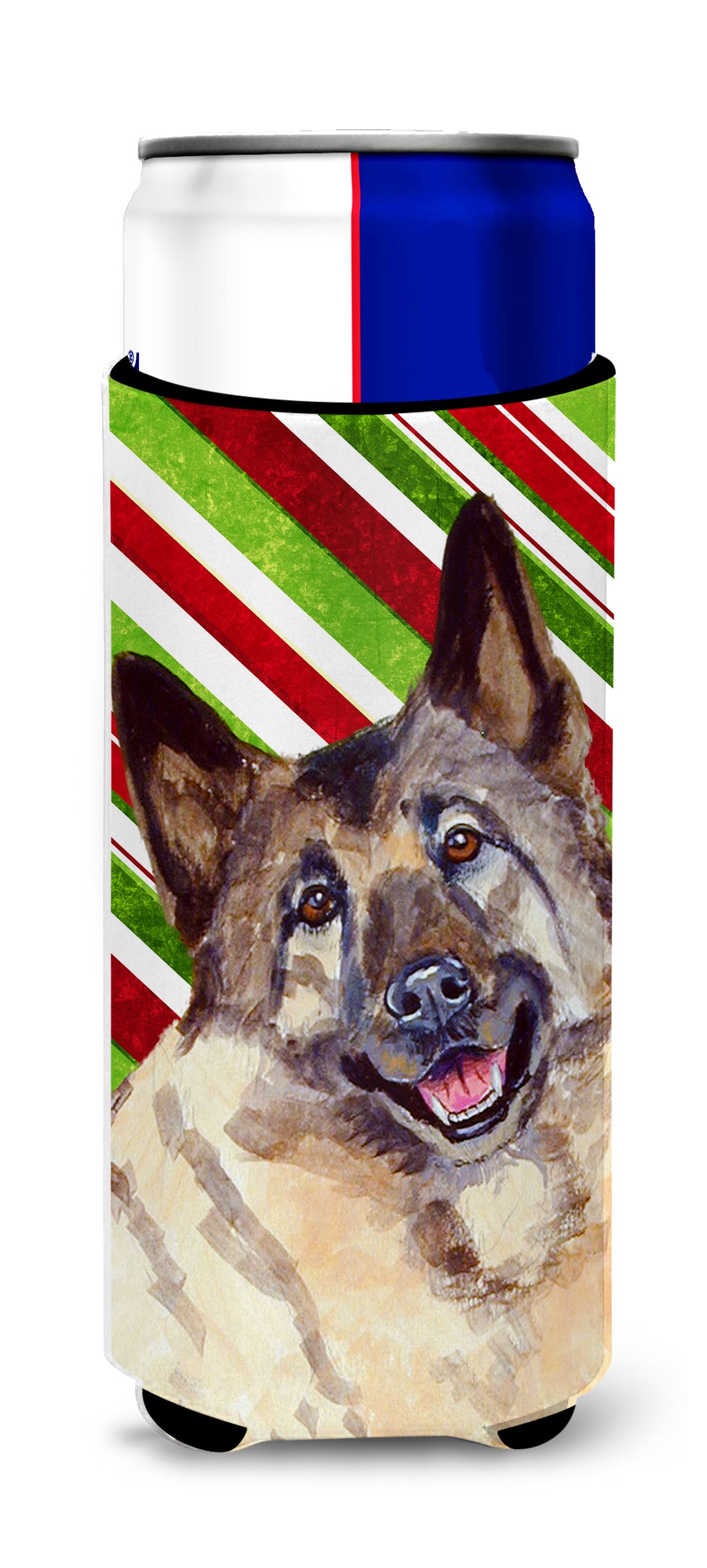 Norwegian Elkhound Candy Cane Holiday Christmas Ultra Beverage Insulators for slim cans LH9263MUK.