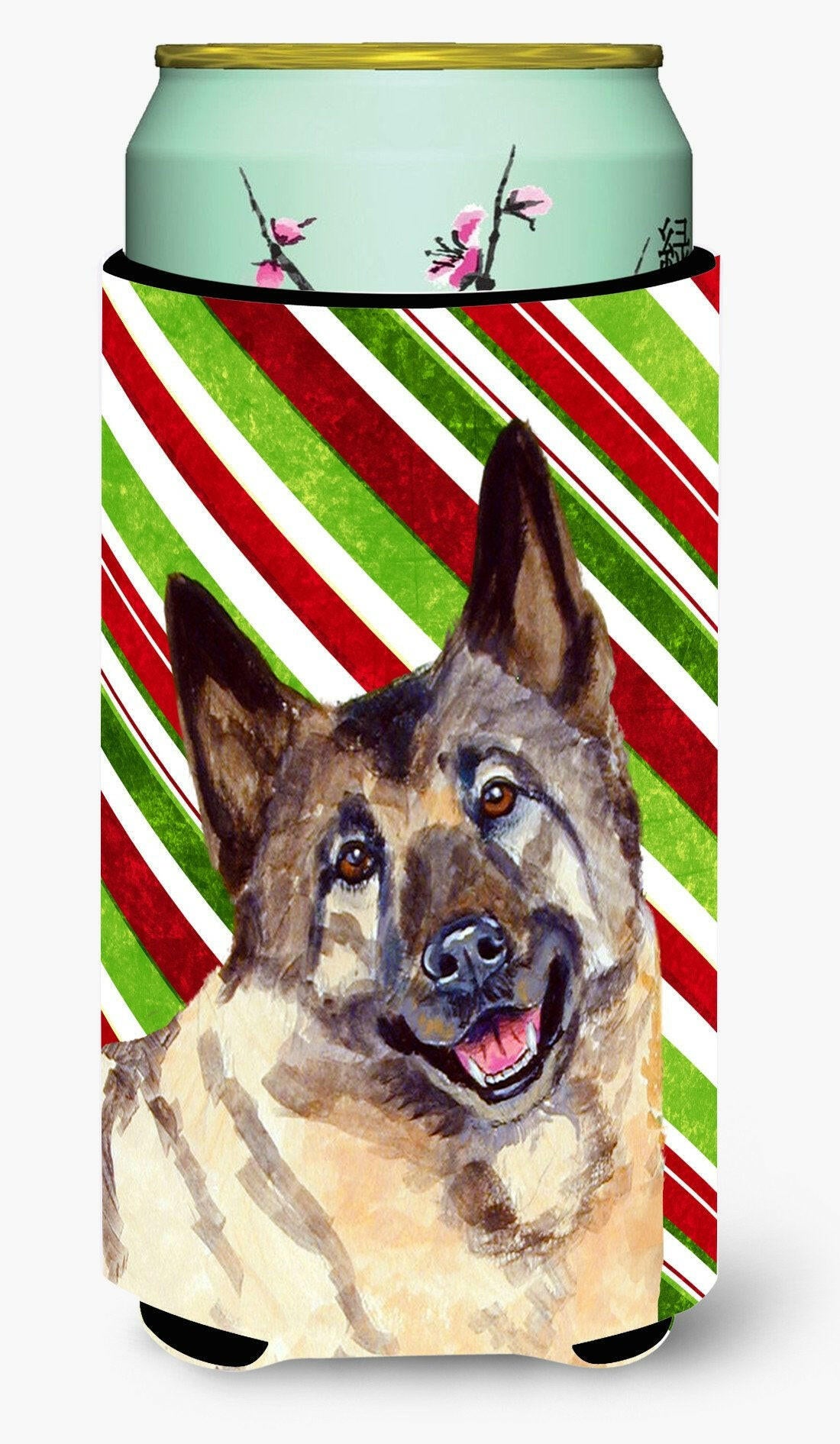 Norwegian Elkhound Candy Cane Holiday Christmas  Tall Boy Beverage Insulator Beverage Insulator Hugger by Caroline's Treasures